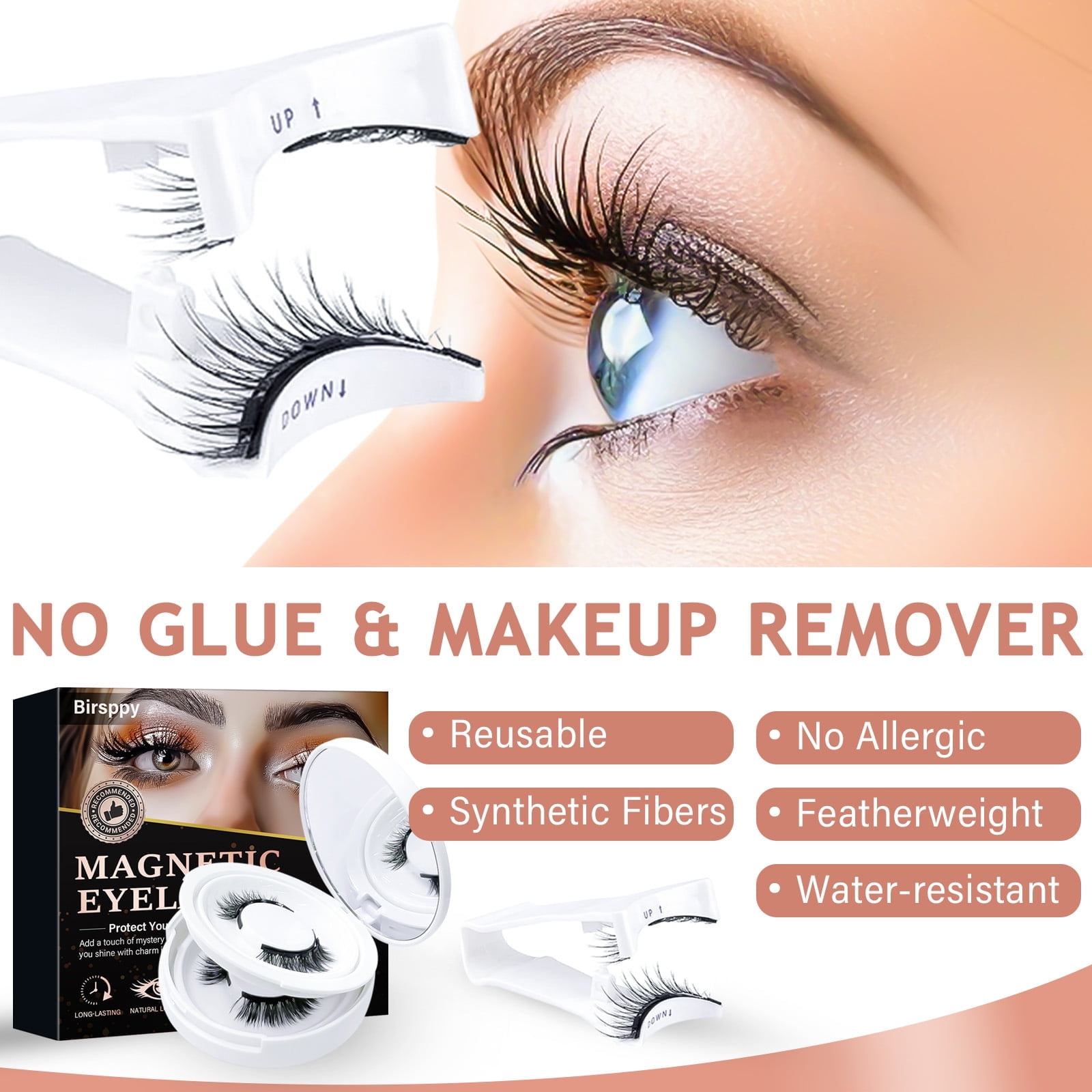 Magnetic Eyelashes Kit - 4 Pairs Reusable Dual Magnetic Lashes with Applicator, Professional Lash Extensions, Natural Look & Lightweight - Long Lasting False Eyelashes for Daily Wear