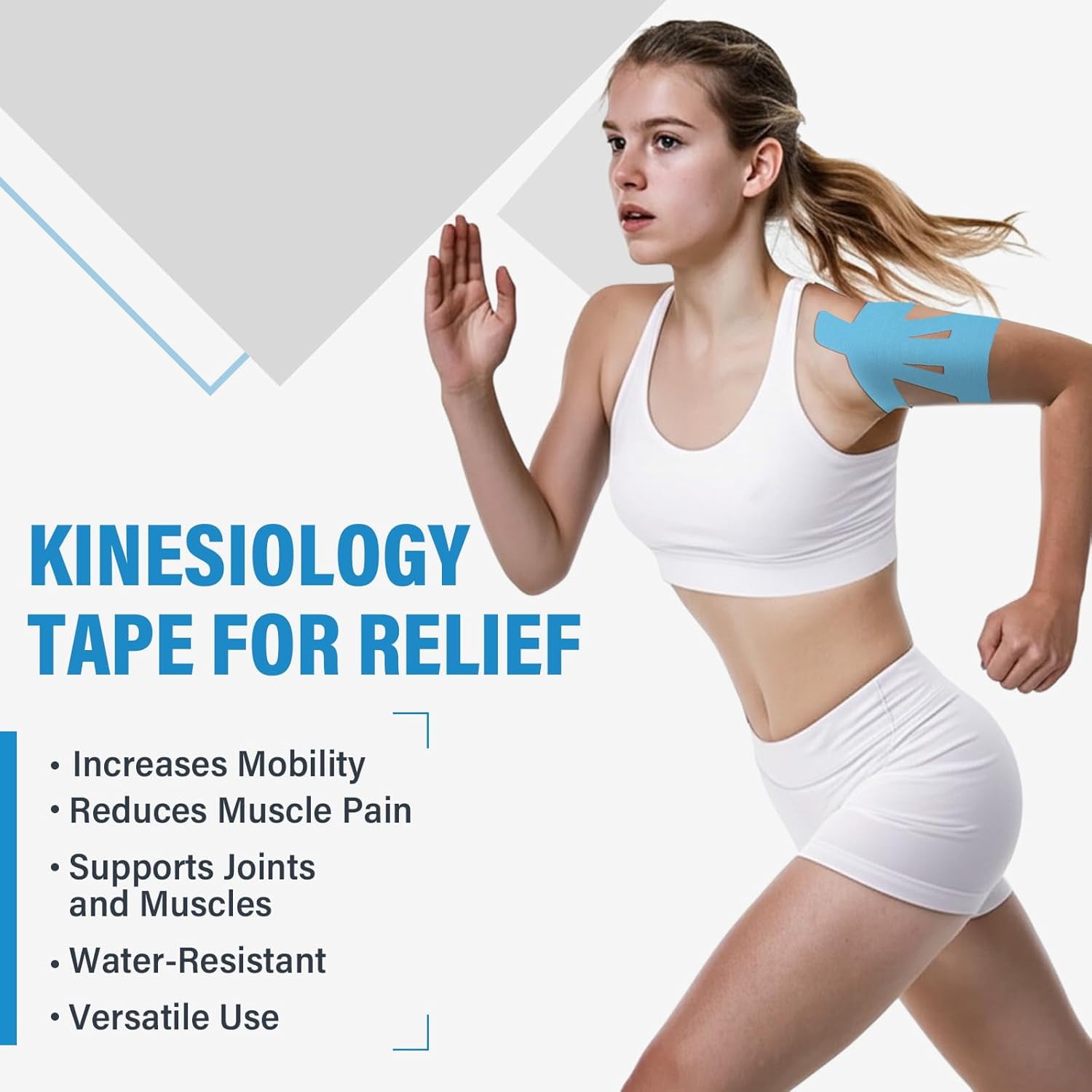Kinesiology Tape for Shoulder, Kinesiology Tape Precut,Waterproof and Sweatproof,Provide Support and Stability to Muscle,  12PCS