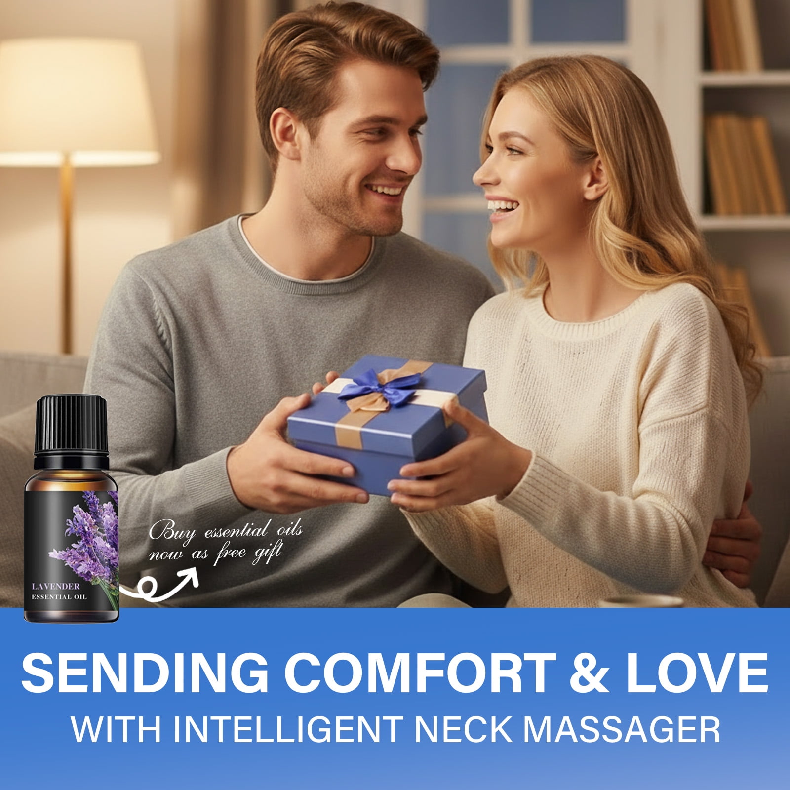 Neck Massager with Heat, Cordless Electric Pulse Neck and Shoulder Massager for Pain Relief, 6 Massage Heads & 3 Heating Modes, Portable Cervical Massager with Essential Oil & Remote